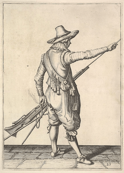 17th-century Musketeer Loading His Weapon