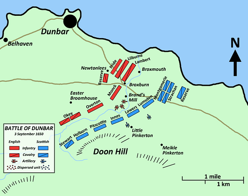 Troop Dispositions, Battle of Dunbar in 1650