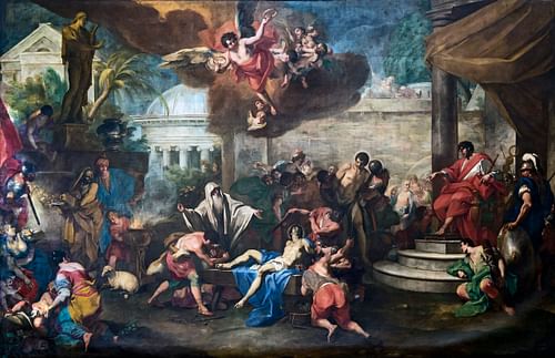 Martyrdom of Saints Cosmas and Damian (by Antonio Balestra, Public Domain)