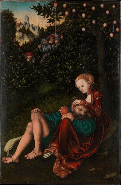 Delilah Shears a Lock of Samson's Hair (by  Lucas Cranach the Elder, Copyright)