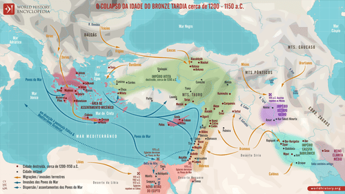 Mapa do Colapso da Idade do Bronze Tardia, cerca de 1200 - 1150 a.C. (by Simeon Netchev, CC BY-NC-ND)