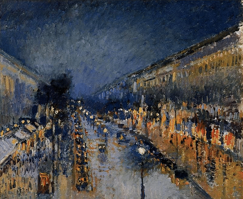 Boulevard Montmartre Night Effect by Pissarro