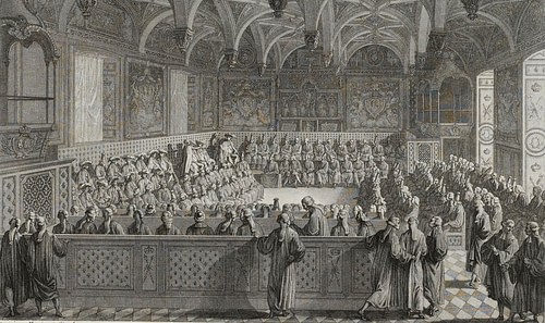 Paris Parlement Session in 1787 (by J. Niquet, CC BY-SA)