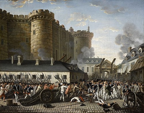 Storming of the Bastille and arrest of the Governor M. de Launay, July 14, 1789.