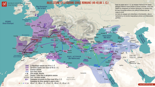 Carte de la guerre civile romaine (49-45 av. J.-C.) (by Simeon Netchev, CC BY-NC-ND)