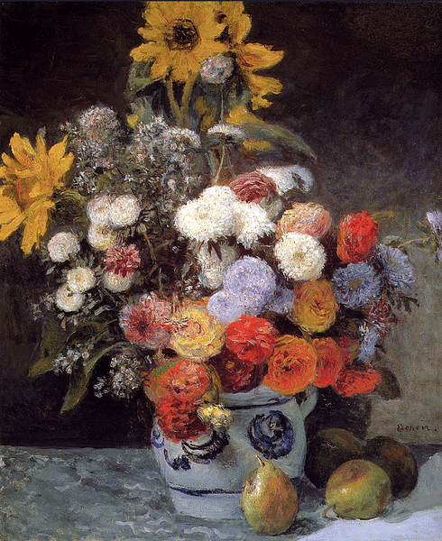 Mixed Flowers in an Earthenware Pot by Renoir