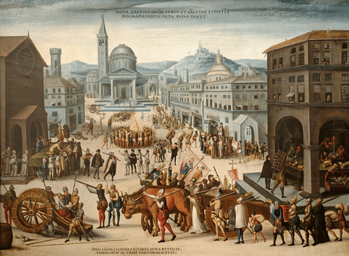 The Sack of Lyon by Calvinists (by Unknown Artist, Public Domain)