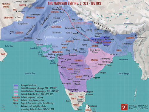 The Mauryan Empire, c. 321 - 185 BCE (by Simeon Netchev, CC BY-NC-SA)