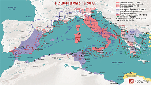 La deuxième guerre punique (218 - 201 avant notre ère)