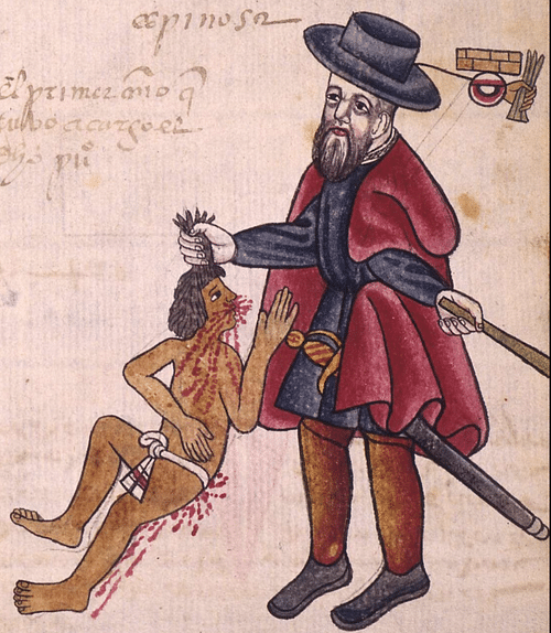 An Encomendero Abusing a Labourer (by Unknown Artist, Public Domain)