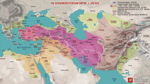 The Achaemenid Persian Empire c. 500 BCE (by Simeon Netchev, CC BY-NC-SA)