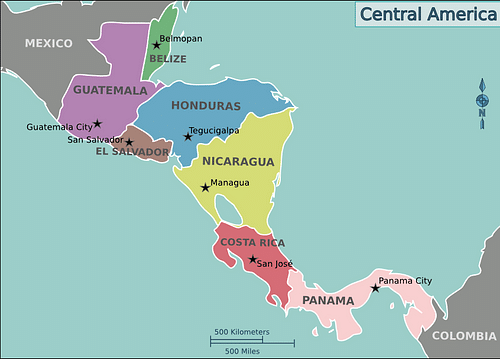 Modern Map of Central America