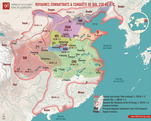 Carte des Royaumes combattants et conquête de l'état de Qin (by Simeon Netchev, CC BY-NC-ND)