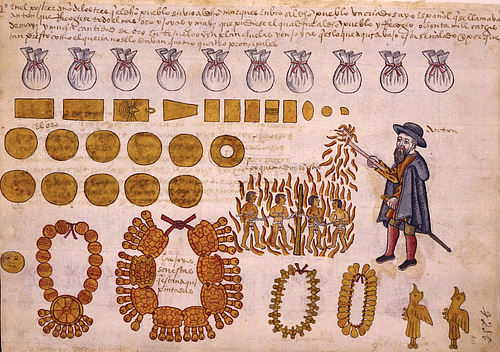 Collection of Gold as Tribute, Codex Tepetlaoztoc