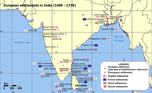 European Settlements in India.