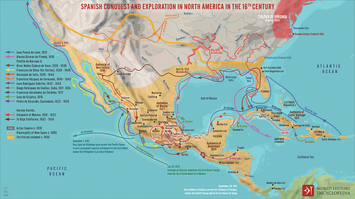 Spanish Conquest & Exploration in North America in the 16th century (by Simeon Netchev, CC BY-NC-SA)