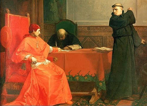 Martin Luther in Front of Thomas Cajetan (by Ferdinand Pauwels, Public Domain)