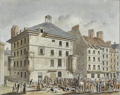The September Massacres Outside the Abbaye Prison (by Jules-Adolphe Chauvet, Public Domain)