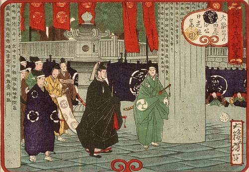 Tokugawa Tsunayoshi visitando o Santuário Nikkō