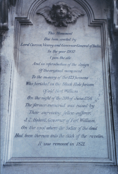 Memorial Plaque to the Victims of the Black Hole of Calcutta