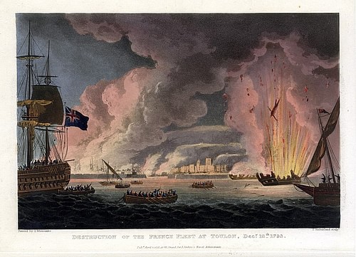 Destruction of the French Fleet at Toulon (by Thomas Whitcombe, Public Domain)