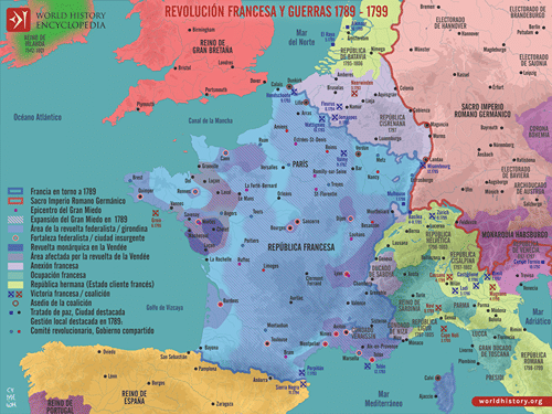 Mapa de la Revolución francesa y las guerras revolucionarias, 1789-1799 (by Simeon Netchev, CC BY-NC-ND)