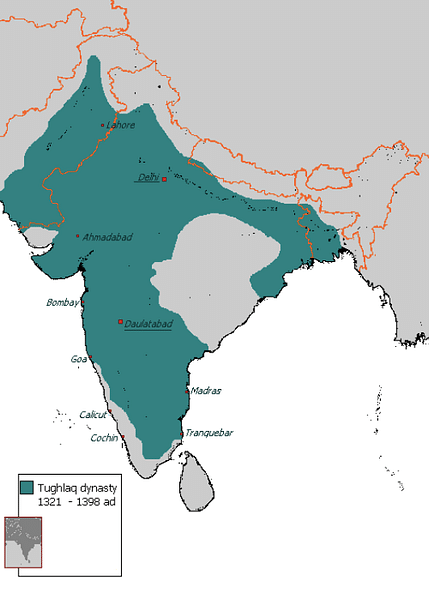 Map of the Delhi Sultanate under the Tughlaqs