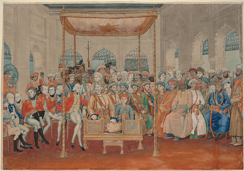 Anglo-Maratha War Peace Conference (by Unknown Artist, Public Domain)