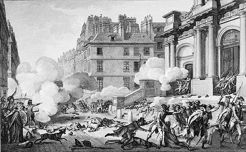 Battle of the Saint-Roch Church during the Revolt of 13 Vendémiaire Year IV (by Charles Monnet, Public Domain)