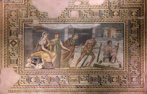 Mosaic of Daedalus, Icarus, and Pasiphaë from Zeugma