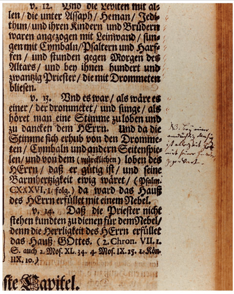 Bible Margin Note by Bach