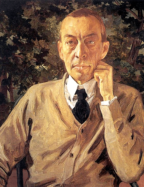 Sergei Rachmaninoff by Somof (by Konstantin Andreyevich Somov, Public Domain)