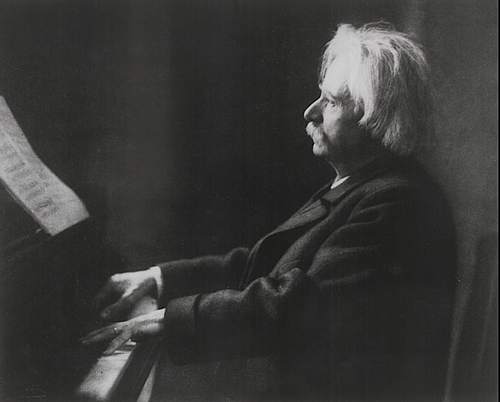 Edvard Grieg at the Piano (by E.Bieber - Bergen Public Library Norway, Public Domain)