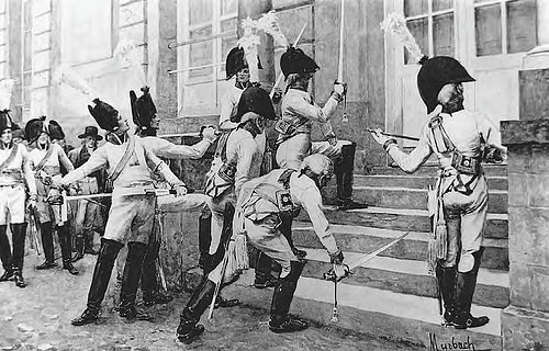 Prussian Officers Sharpen Their Swords on the Steps of the French Embassy in Berlin, 1806
