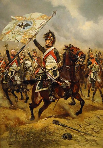 French Dragoon with a Captured Prussian Flag at the Battle of Jena