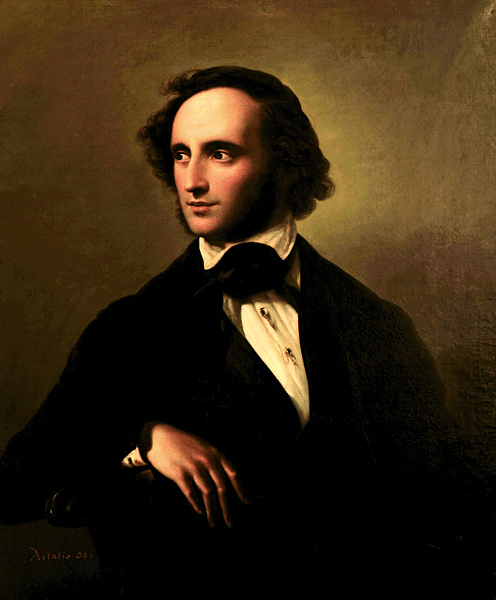Felix Mendelssohn by Hensel (by Wilhelm Hensel, Public Domain)
