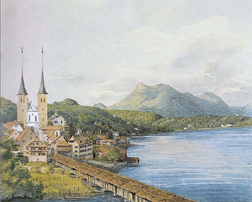 Watercolour of Lucerne by Mendelssohn