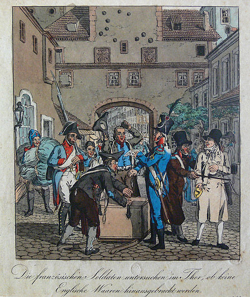 French Soldiers Inspect Goods in Leipzig (by Gottfried Heinrich Geißler, Public Domain)