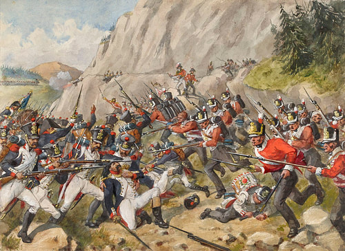 Battle of Busaco, 27 September 1810 (by Richard Simkin, Public Domain)