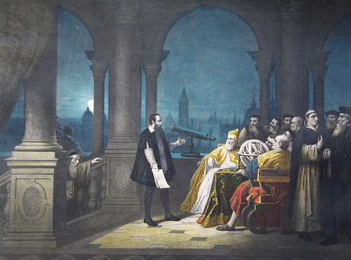 Galileo Demonstrating His Telescope (by Henry-Julien Detouche, Public Domain)