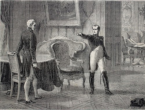 1813 年 6 月 26 日，拿破仑与梅特涅在德累斯顿会面