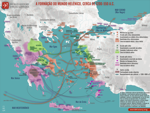 Mapa de Assentamento e Mobilidade no Egeu, cerca de 1100–550 a.C. (by Simeon Netchev, CC BY-NC-ND)