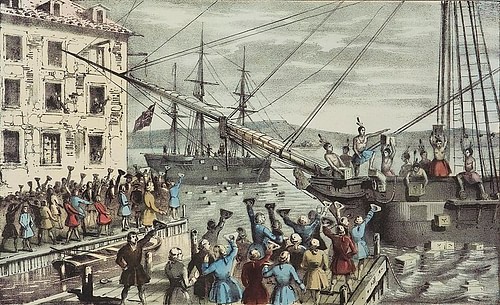 Boston Tea Party (by Nathaniel Currier, Public Domain)