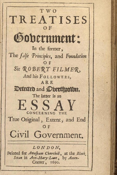 Title Page of Two Treatises of Government