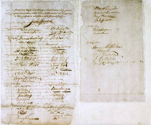 Signature Page of the Olive Branch Petition