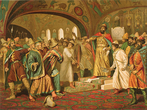 Ivan the Great Tearing the Khan's Letter to Pieces (by Aleksey Kivshenko, Public Domain)