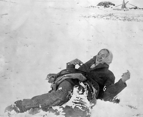 Corpse of Lakota Chief Spotted Elk After Wounded Knee Massacre (by US National Archives and Records Administration, Public Domain)