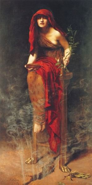 Pythia of the Oracle of Delphi (by John Collier, Public Domain)
