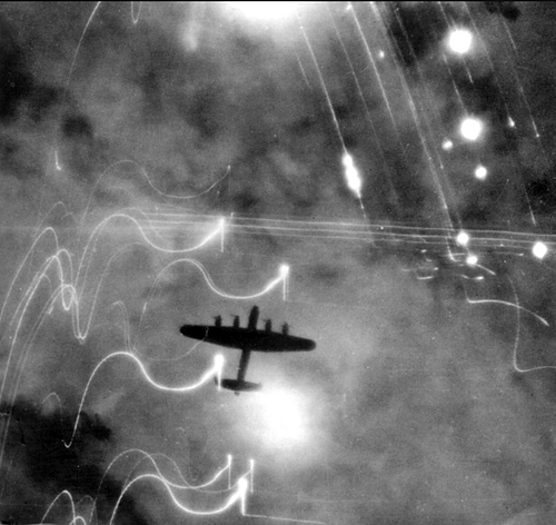 Lancaster Bomber over Hamburg