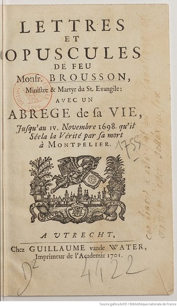 First Page of Brousson's Letters (by Bibliothèque nationale de France, Public Domain)